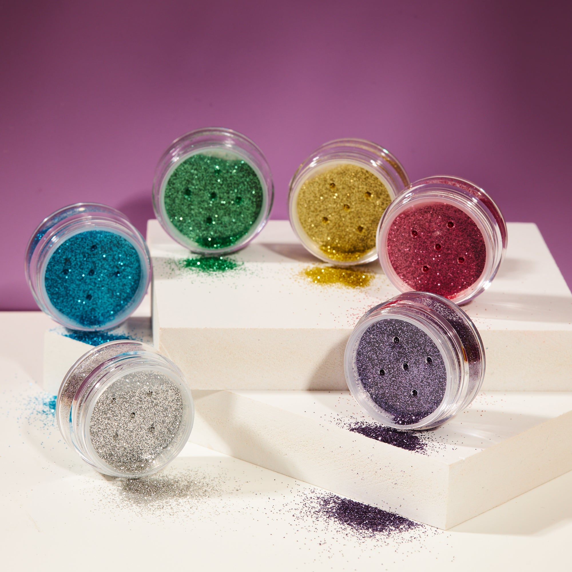 BIO Fine Face & Body Glitter Shaker. Cosmetically certified, FDA & Health Canada compliant, cruelty free and vegan.