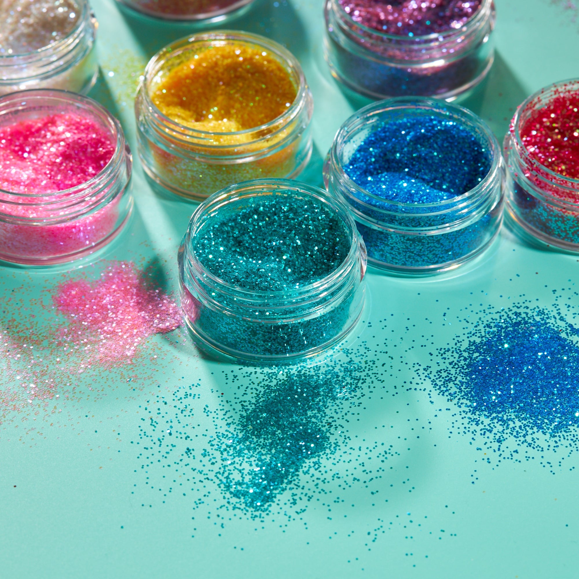 Iridescent Fine Face & Body Glitter Shaker. Cosmetically certified, FDA & Health Canada compliant, cruelty free and vegan.